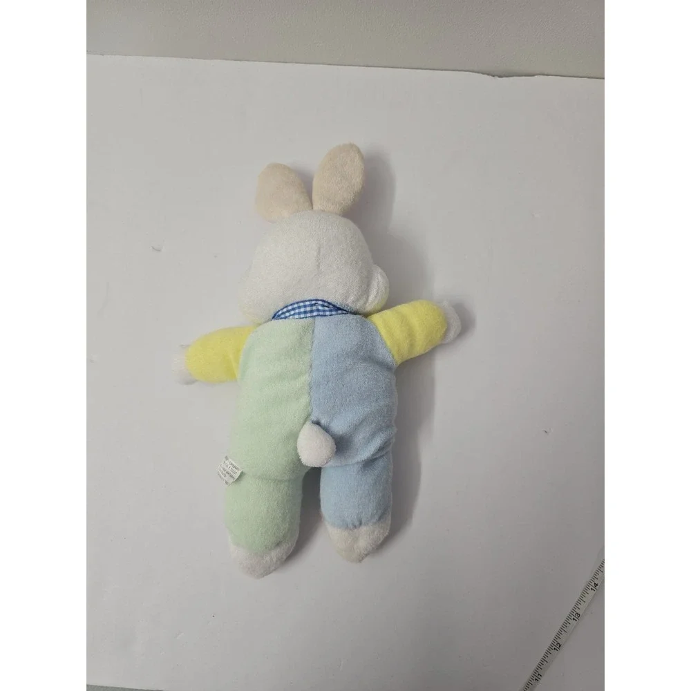 Vtg SOFT DREAMS Pastel Terry Cloth Bunny Rabbit Slippers Plush Baby Rattle 13